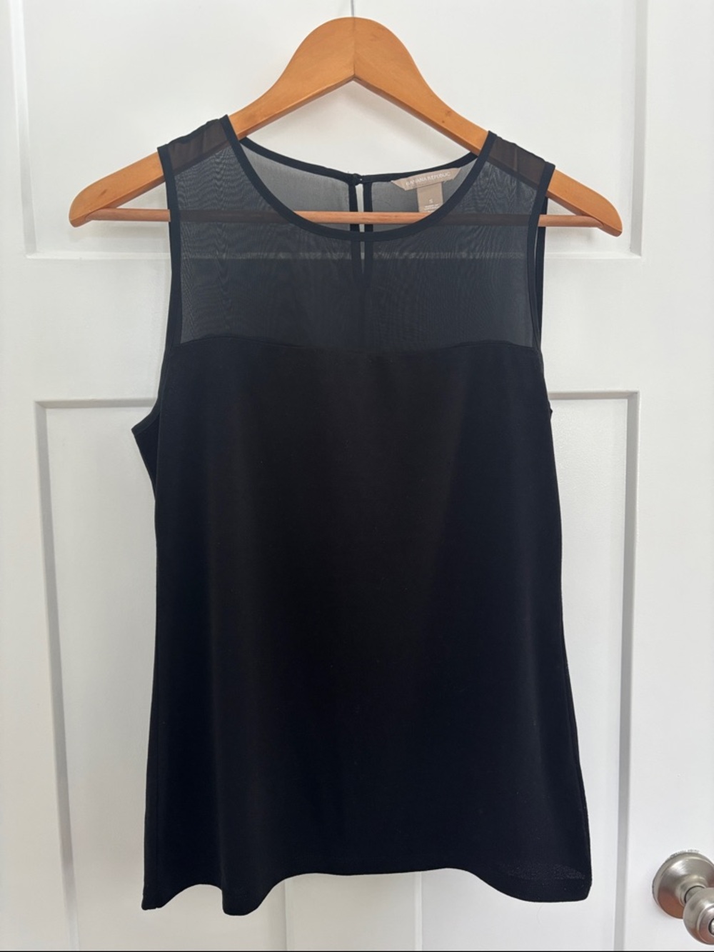 Banana Republic Black Sheer Mesh Yoke Blouse